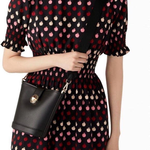 Kate Spade Audrey Mini Bucket Bag smooth black leather gold plated hardware - Picture 5 of 9